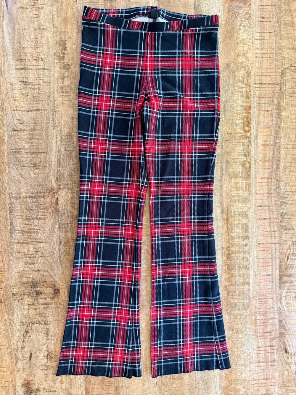 Art Class Plaid Flare Pants XL (14) Red Black Tartan Y2K Stretch